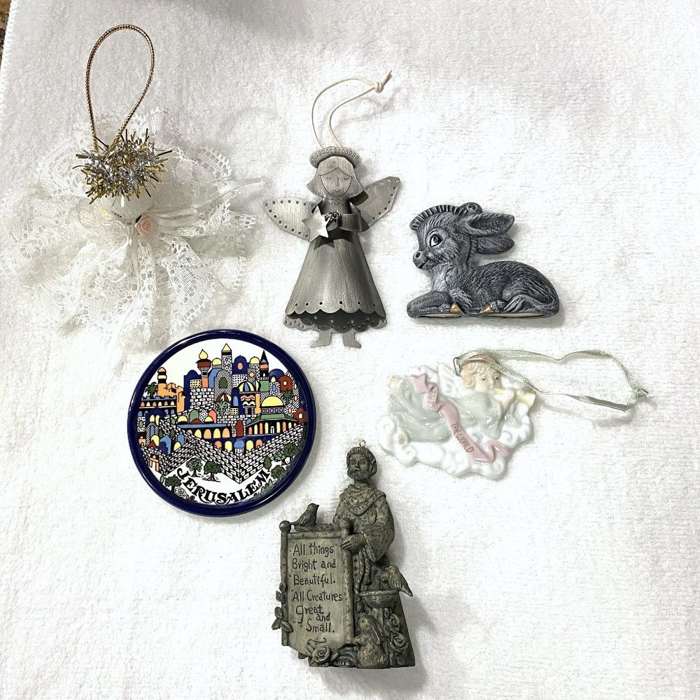 Beautiful Lot of 6 Unique Christian Ornaments